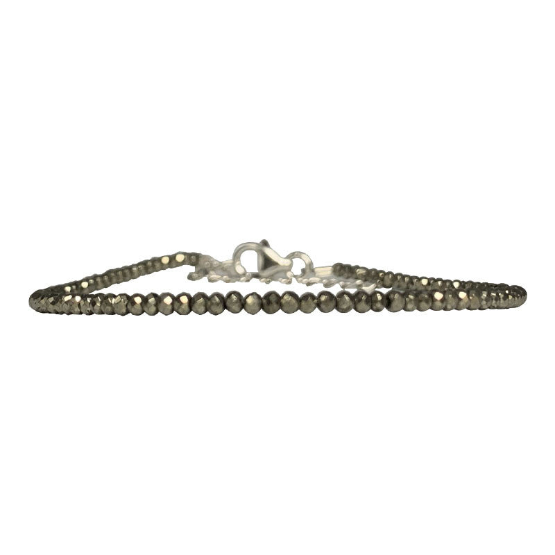 Pyrite ! Collier ou bracelet en Argent et perles facettées de 2/3 millimètres. En bracelet de 17 cm ou en collier de 40 cm. Qualité AA à AAA !