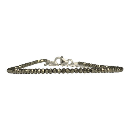 Pyrite ! Collier ou bracelet en Argent et perles facettées de 2/3 millimètres. En bracelet de 17 cm ou en collier de 40 cm. Qualité AA à AAA !