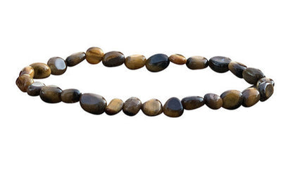 Oeil de tigre, bracelet de 17 à 21cm, collier de 42cm et sautoir de 60cm. Perles de type 'Graine' de formes naturelles montées sur fil de haute résistance !