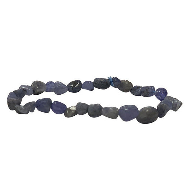 Tanzanite, bracelet de 17 à 21cm, collier de 42cm et sautoir de 60cm. Perles de type 'Graine' de formes naturelles montées avec fil de haute résistance !