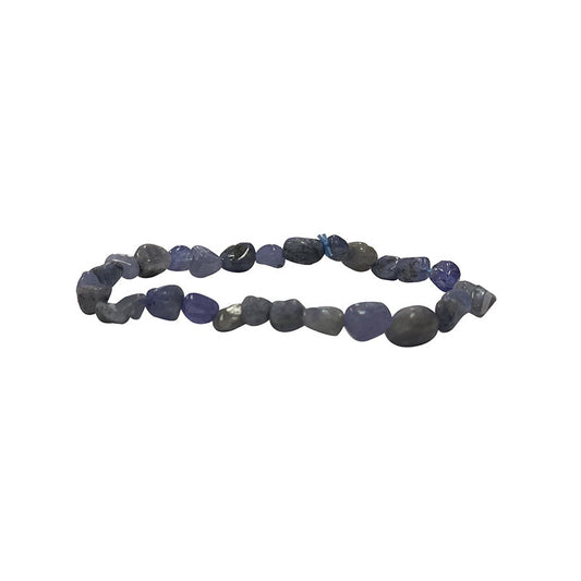 Tanzanite, bracelet de 17 à 21cm, collier de 42cm et sautoir de 60cm. Perles de type 'Graine' de formes naturelles montées avec fil de haute résistance !