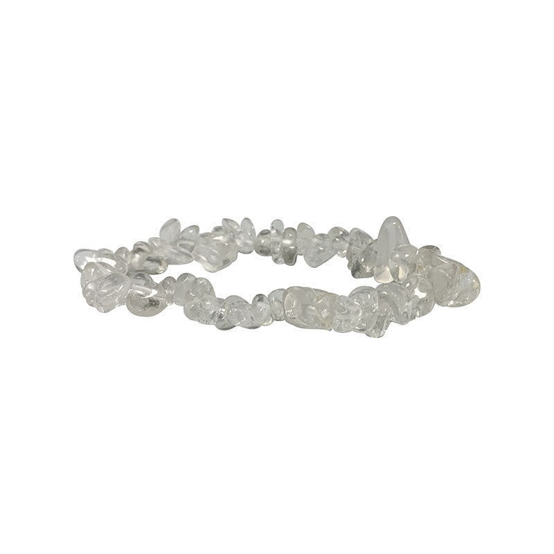 Cristal de roche/ quartz, bracelet de 17 à 21 cm ou en collier de 42 cm ou sautoir de 85 cm. Perle de type 'baroque/ chips' de 4/7 millimètres, montées sur fil élastique ou fil d'acier de haute résistance !