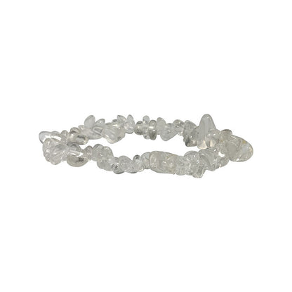 Cristal de roche/ quartz, bracelet de 17 à 21 cm ou en collier de 42 cm ou sautoir de 85 cm. Perle de type 'baroque/ chips' de 4/7 millimètres, montées sur fil élastique ou fil d'acier de haute résistance !