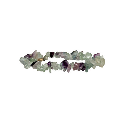 Fluorite multicolore, bracelet de 17 à 21 cm ou en collier de 42 cm ou sautoir de 85 cm. Perle de type 'baroque/ chips' de 4/7 millimètres, montées sur fil élastique ou fil d'acier de haute résistance !