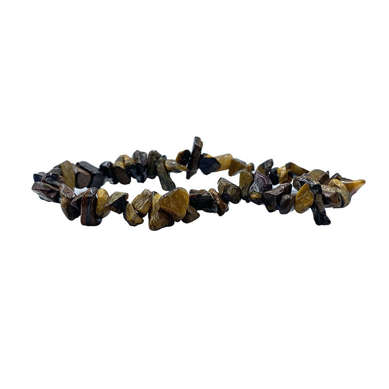 Oeil de tigre, bracelet de 17 à 21 cm ou en collier de 42 cm ou sautoir de 85 cm. Perle de type 'baroque/ chips' de 4/7 millimètres, montées sur fil élastique ou fil d'acier de haute résistance !