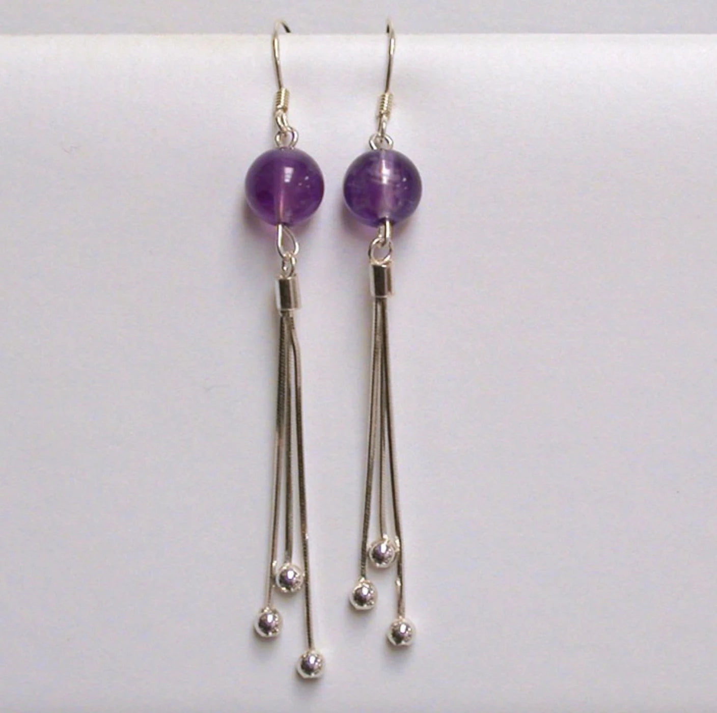 Boucles d'oreilles en améthyste, citrine, lapis lazuli ou oeil de tigre, perle de 8mm avec fantaisies, qualité AA à AAA. Vendu en Argent 0.925, parfait !