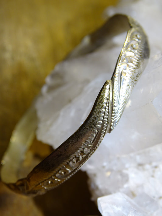 'Bracelet' or 'Cuff' type bracelet, made of 0.925 Silver, with engraving and fancy design, superb!