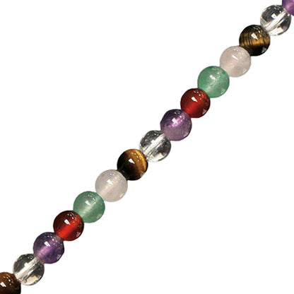 Multi-pierre multicolore, en bracelet de 17 à 21 cm, ou collier de 42 cm. Perles 'rondes' de 4, 6, 8 ou 10 millimètres. Oeil de tigre - cristal/ quartz - améthyste - cornaline - aventurine - quartz rose