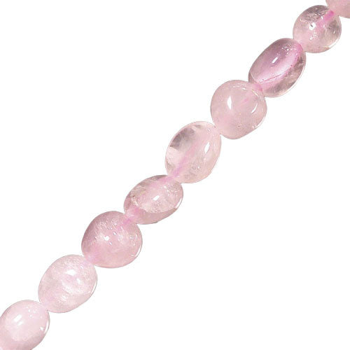 Quartz rose, bracelet de 17 à 21cm, collier de 42cm et sautoir de 60cm. Perles de type 'Graine' de formes naturelles montées sur fil de haute résistance !