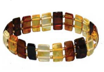 Amber, beaded bracelet in the shape of 'rectangular plates', approximately 10 x 20 millimeters, 18 centimeters long. AA to AAA quality, high-strength elastic thread, superb beads, light and incredibly soft!