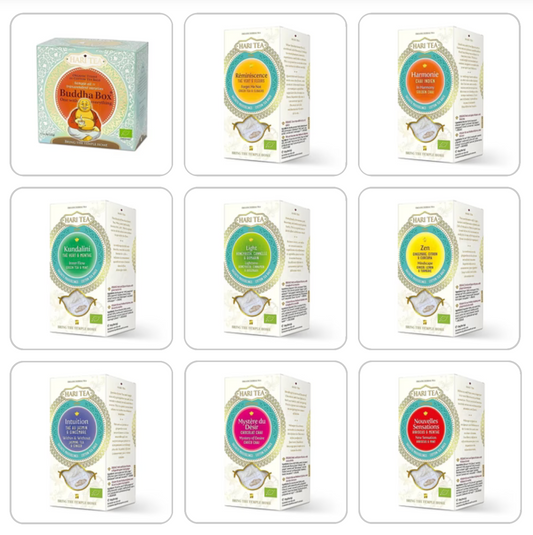 Infusion et Thé Bio. de chez 'Hari Tea', mélangé conformément à l'Ayurveda, boîte de 10 sachets ! 12 parfums au choix !