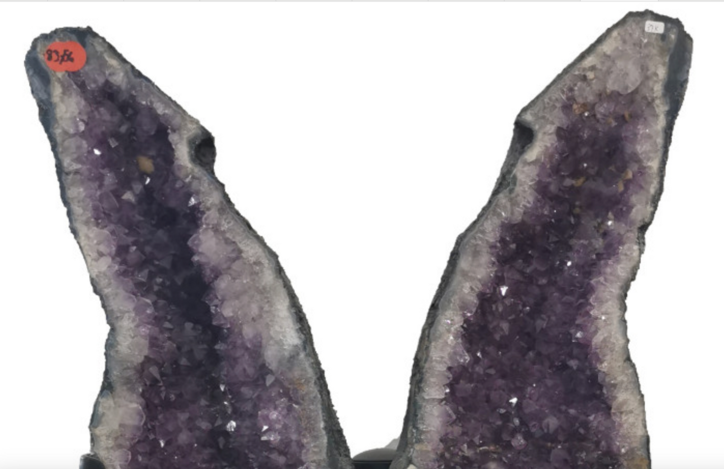 Paire de géode 'papillon' de 83x56cm - 37 kg, vendu avec socle. Superbe qualité AA, Brésil !