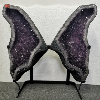 Paire de géode 'papillon' de 80x78cm - 54 kg. Vendu avec socle en métal sur mesure. Qualité AA, Brésil !
