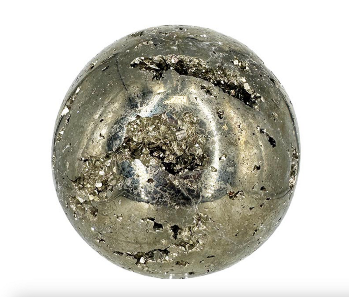 Pyrite cristal du pérou, pièce unique, sphère de 75 millimètres - 1,090 grammes. Une pierre naturellement belle !