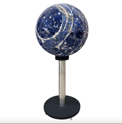 Rare, unique, and unimaginable! A giant Sodalite sphere, a unique piece weighing 215 kg and measuring 55 cm in diameter. It leaves you speechless! 