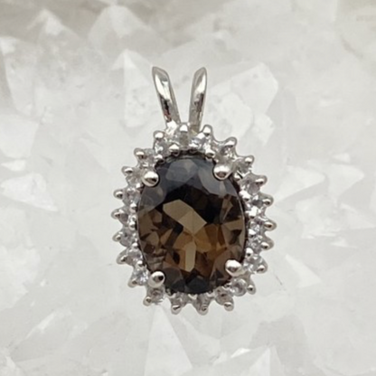 Collection Retro' | Pendentif en Argent serti d'une pierre 'gemme' en : Aigue-Marine - Améthyste - Grenat - Iolite - Péridot - Quartz fumé ou Lemon !