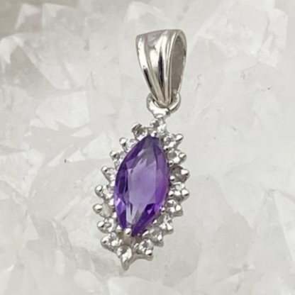 Collection Retro' | Pendentif en Argent serti d'une pierre 'gemme' en : Aigue-Marine - Améthyste - Grenat - Iolite - Péridot - Quartz fumé ou Lemon !