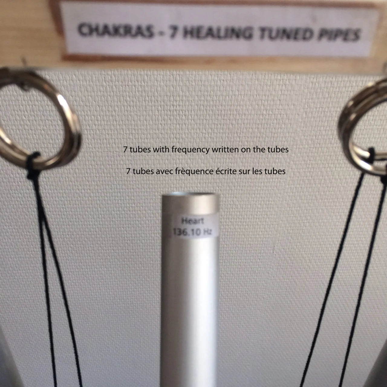 Set of 7 XL-sized energy bars tuned to sacred solfeggio. 7 tubes ranging from 81 to 110 centimeters in length, sold with a wooden stand and mallet! Perfect for meditation, healing, sound baths, and more.