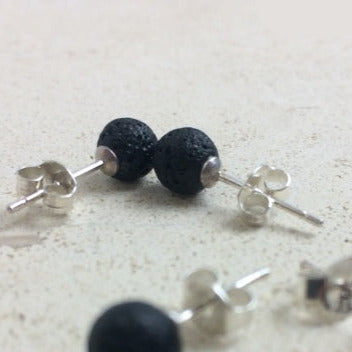 Lava stone studs/earrings, AA to AAA quality. 0.925 silver finish, perfect!