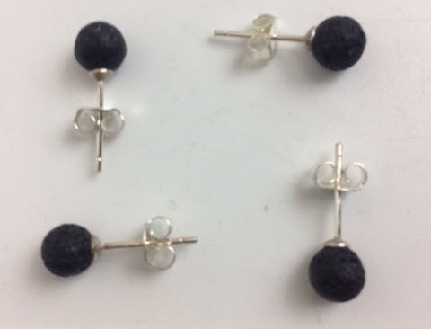 Lava stone studs/earrings, AA to AAA quality. 0.925 silver finish, perfect!