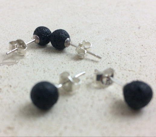 Lava stone studs/earrings, AA to AAA quality. 0.925 silver finish, perfect!