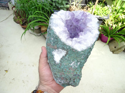 Géode d'améthyste en 'Corne', 5.12 kilogrammes, 30x16 centimètres. Superbe qualité AA, en provenance du Brésil. Incroyables effets positifs pour vos collections, expositions...parfait !