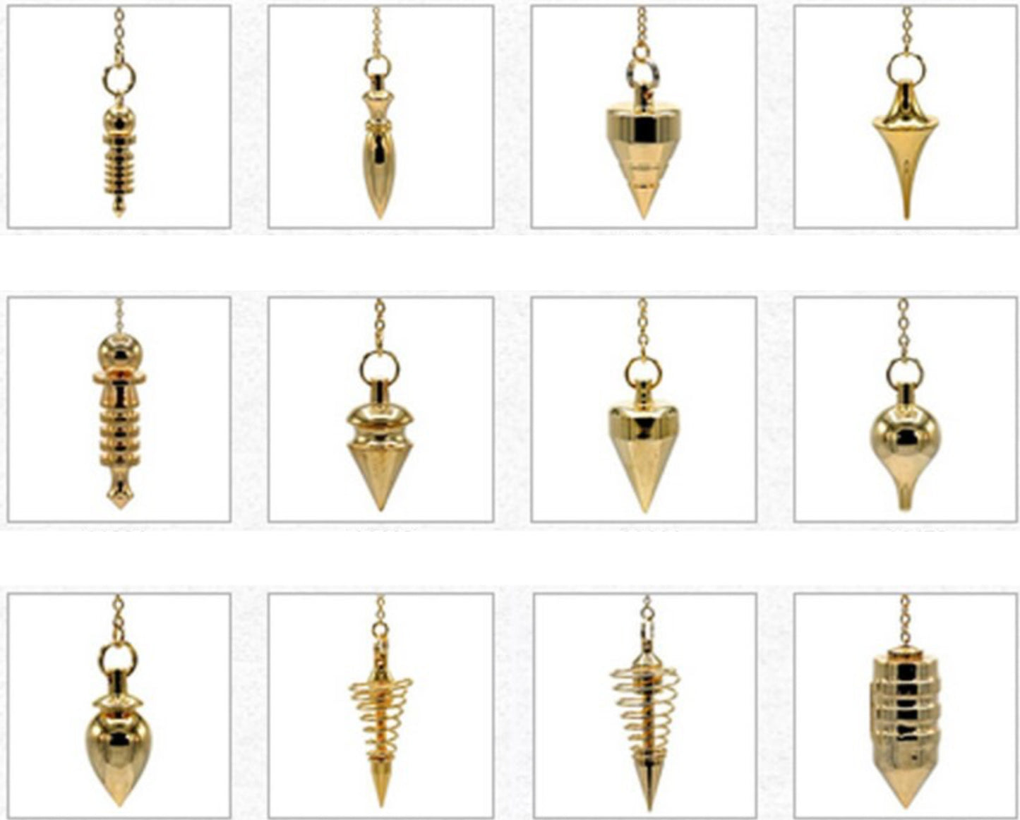 Pendules professionnels au choix, 'Plaqué Or'. Pour thérapies naturelles – Radiesthésie, homéopathie, aromathérapie et énergie