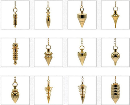Pendules professionnels au choix, 'Plaqué Or'. Pour thérapies naturelles – Radiesthésie, homéopathie, aromathérapie et énergie