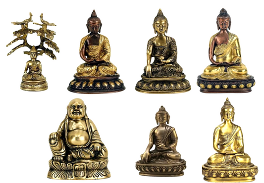 Selection of brass Buddhas, models from 13 to 20cm (your choice). Sacred Buddhist deity! Very good quality, perfect in a meditation room, altar, collection, exhibition...!