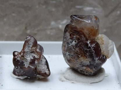 Fire agate from Mexico, 2 specimens of 2.8 grams (25x15x0.8 mm) or 1.2 grams (16x12x0.7 mm). Superb and surprising raw and natural specimens, perfect for collection, exhibition...! 