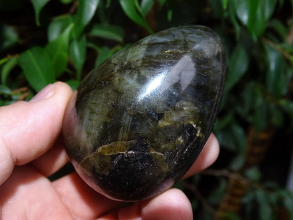 Oeuf en labradorite, 70 millimètres de hauteur x 50 de diamètre - 243 grammes. Très belle qualité, parfait pour une collection !