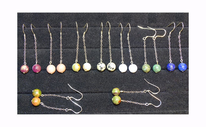 Boucles d'oreilles - Collection 'Perles & chaînes', concept Gem & Zen, qualité AA à AAA, montées par "Gem & Zen". Vendu en finition Argent, laiton ton Argent ou doré + options pour des choix de montures, parfait !