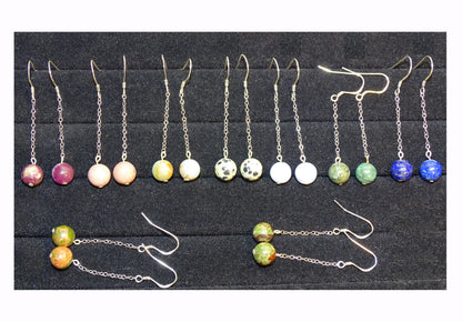 Boucles d'oreilles - Collection 'Perles & chaînes', concept Gem & Zen, qualité AA à AAA, montées par "Gem & Zen". Vendu en finition Argent, laiton ton Argent ou doré + options pour des choix de montures, parfait !