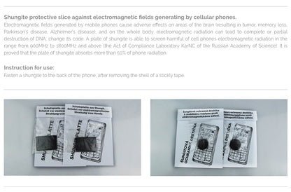Plaques adhésives en Shungite – Protection anti-ondes pour téléphone, ordinateur et tous vos appareils électroniques. Dimensions : 26 × 15 × 3 mm. Atténuez facilement les effets des ondes au quotidien !