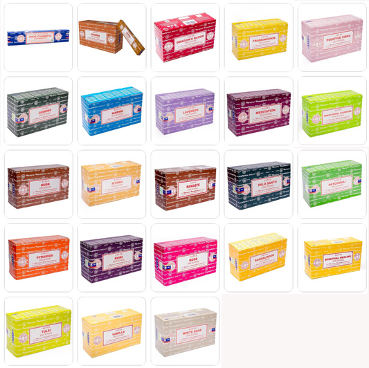 Incense from 'Satya Agarbatti', 'Classic' series, 23 fragrances to choose from! Sold in packs or in a complete pack of 12. Various fragrances to choose from, very good quality, long-established brand, perfect for your ambiance!