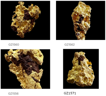 Or natif de la mine Laverton en Australie, 4 pépites au choix, très belles pièces de minéralogie. Rare !