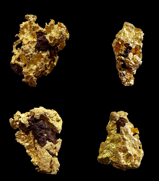 Or natif de la mine Laverton en Australie, 4 pépites au choix, très belles pièces de minéralogie. Rare !