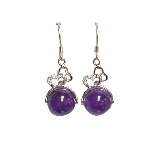 Amethyst or lapis lazuli earrings, 8mm pearl with fancy details, AA to AAA quality. Sold in 0.925 silver, perfect!