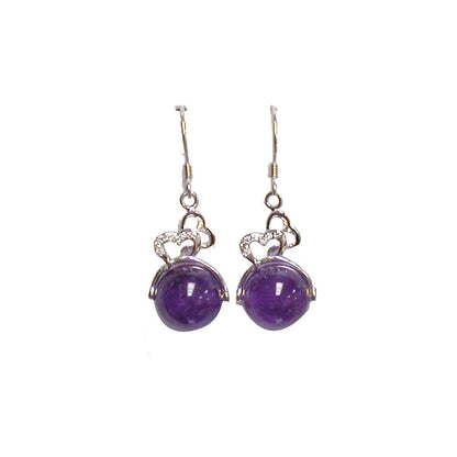 Boucles d'oreilles en améthyste ou lapis lazuli sur Argent 0.925, perle de 8mm avec fantaisies, qualité AA à AAA. Parfait !