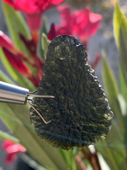 Moldavite/ Tectite verte authentique, de 33mm x 23 x 11 - 7,8 grammes. Le must en matière de pierre de la famille des météorites et tectites. Fascinant, envoutant, hypnotisant !