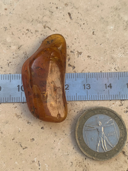 Amber, pebble with spider inclusion, 40mm x 20 x 10 - 4.1 grams. Superb piece for jewelry or collection!