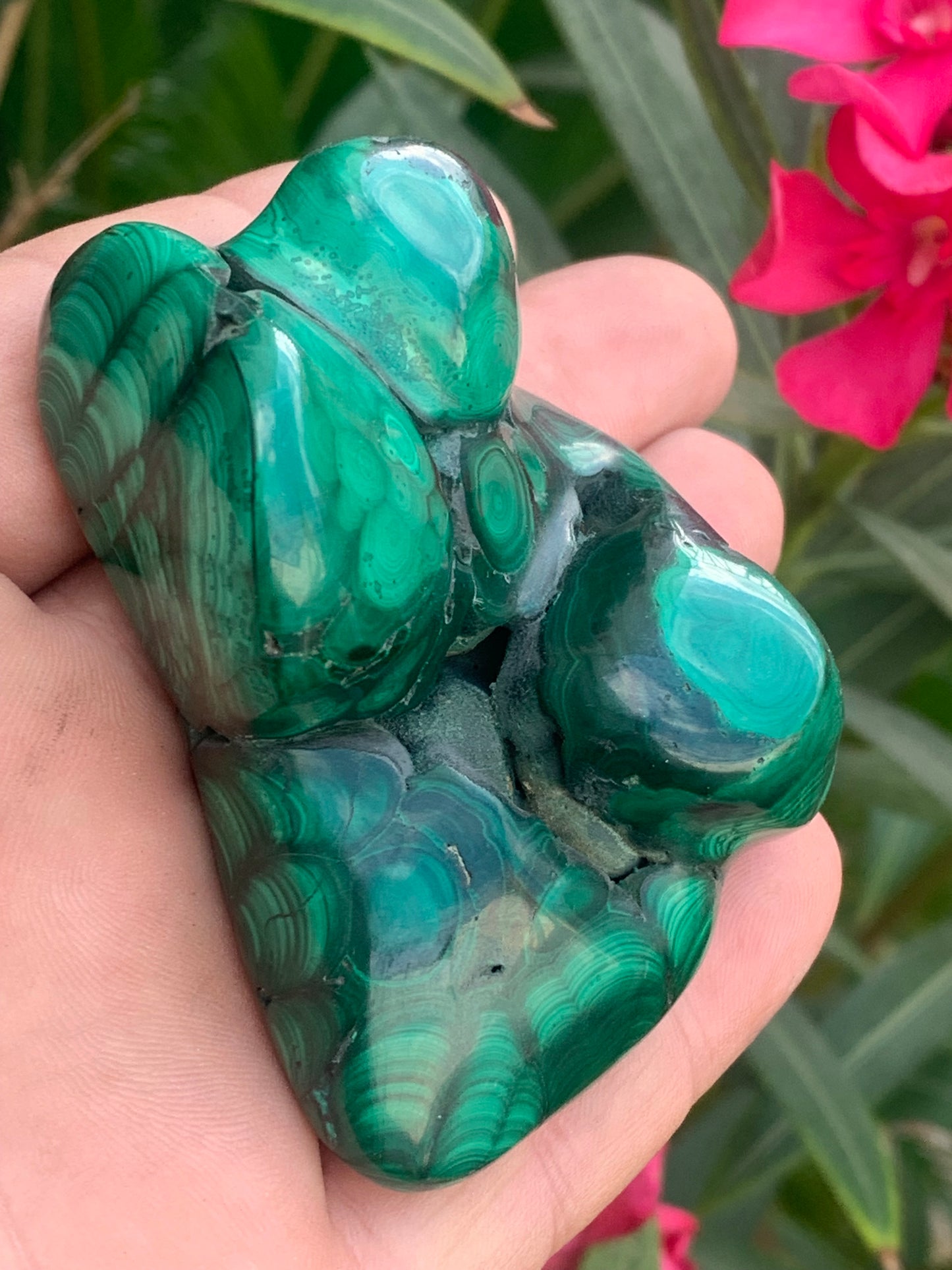 Malachite, spécimen avec nodules/ botryoïdes de 75mm x 54 x 30 - 207,7 grammes . Parfait pour une collection, exposition, décoration !