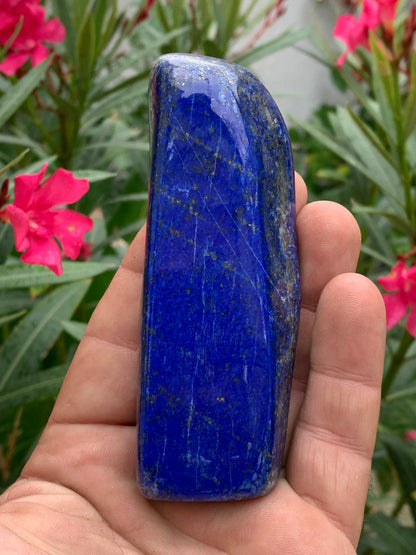 Lapis lazuli, forme libre polie de 109 x 40 x 20 mm - 193,3 grammes. Un bleu envoûtant et fascinant, pierre des pharaons !