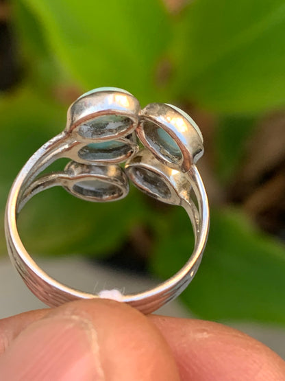 Bague en Larimar, montée Argent 0.925. Superbe pierre au bleu qui rappelle l'océan ! Très belle réalisation ! Taille 55 !