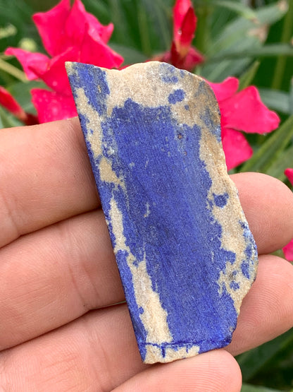 Lapis lazuli, tranche brute et natruelle de 65 x 30 x 9 mm - 33 grammes. Un bleu envoûtant et fascinant, pierre des pharaons !
