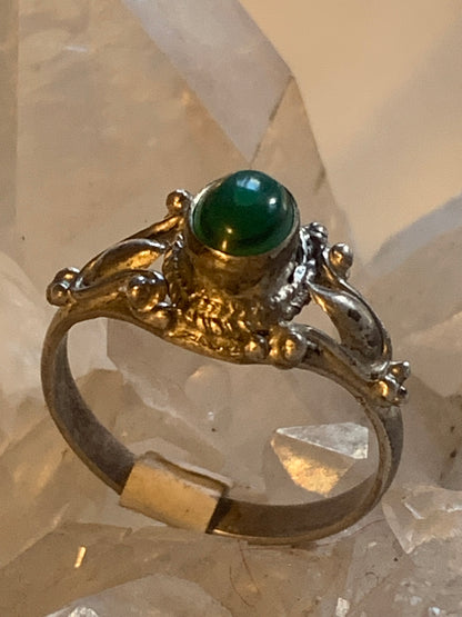 Bague en Malachite du Congo, en Argent 0.925. Superbe pierre singulière ! Taille 61 Fr.