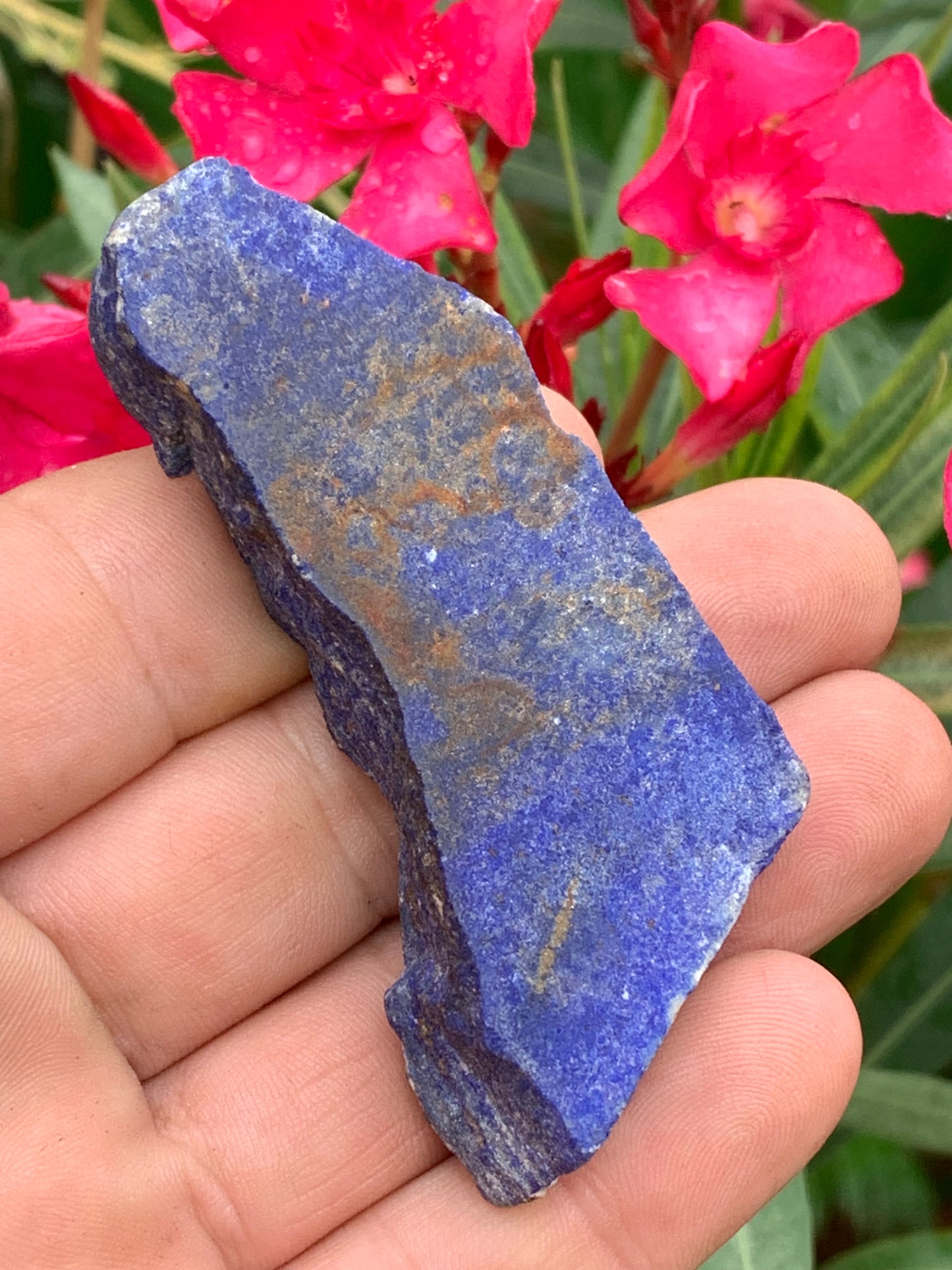 Lapis lazuli, tranche brute et natruelle de 77 x 40 x 15 mm - 58,3 grammes. Un bleu envoûtant et fascinant, pierre des pharaons !