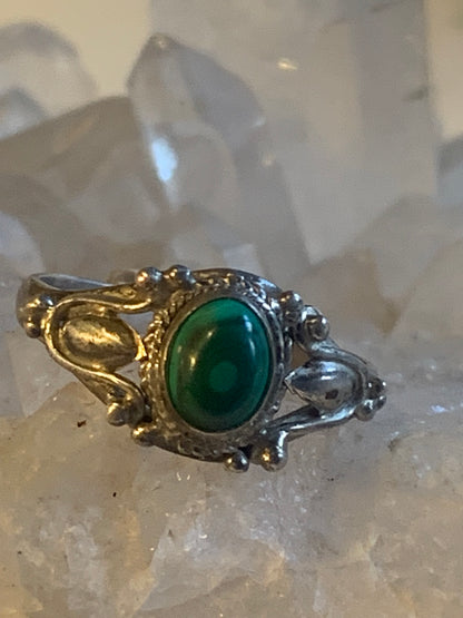 Bague en Malachite du Congo, en Argent 0.925. Superbe pierre singulière ! Taille 61 Fr.