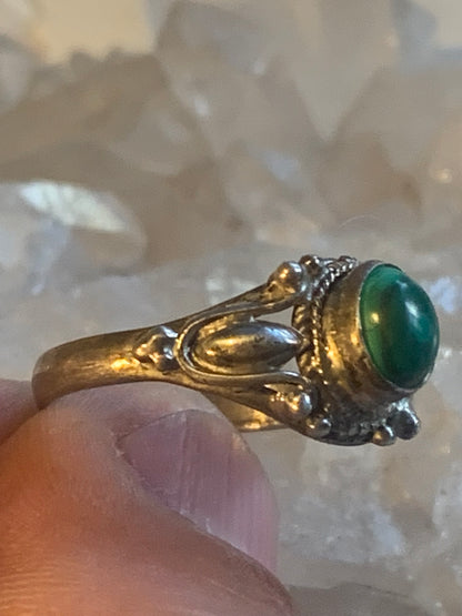 Bague en Malachite du Congo, en Argent 0.925. Superbe pierre singulière ! Taille 61 Fr.