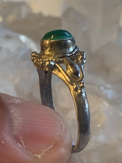 Bague en Malachite du Congo, en Argent 0.925. Superbe pierre singulière ! Taille 61 Fr.